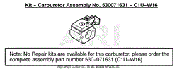 Carburetor Assembly (C1U-W16) 530071631