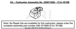 Carburetor Assembly (C1U-W10B) P/N 530071628