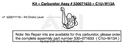 Carburetor Assembly (C1U-W13A) PN 530071633