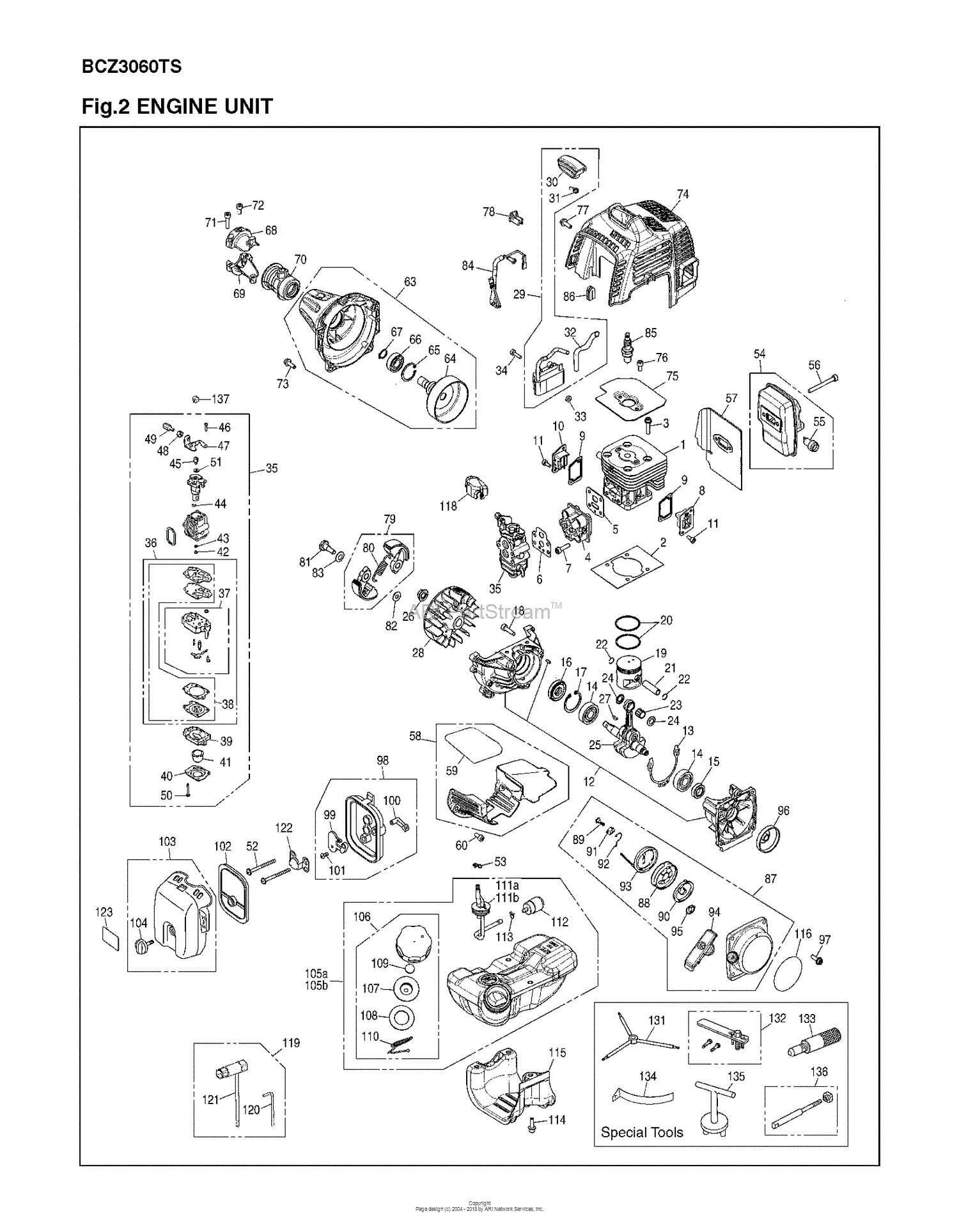 Red Max BCZ3060TS - SN00400101 AND UP Parts Diagram for ENGINE