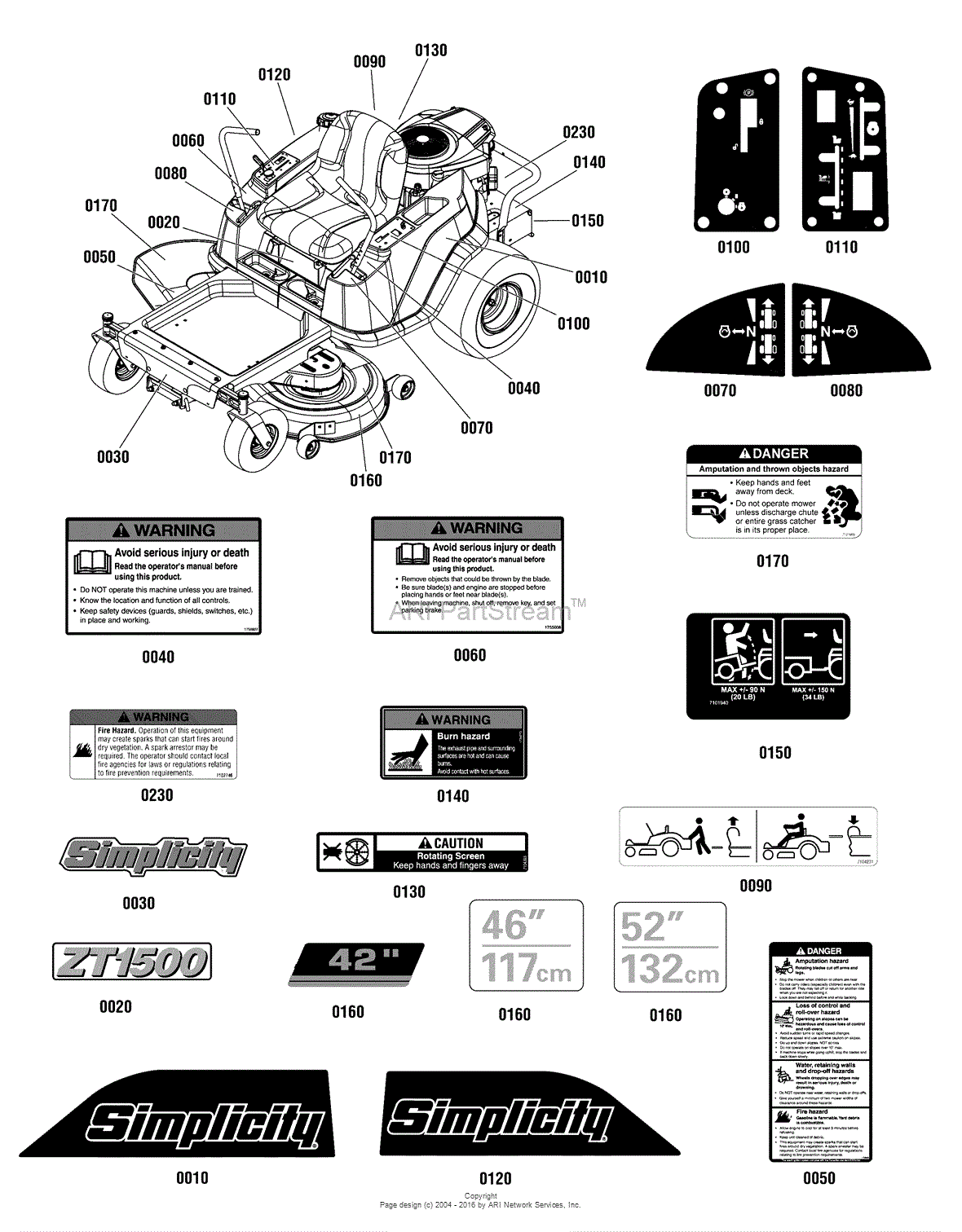Simplicity 2691162-00 - ZT2552, 25 Gross HP B&S Rider w/52
