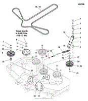 61&quot; Mower Deck - Pulleys, Belts &amp; Idler Arm