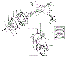 ENGINE, ONAN MODEL NO. B48G-GA020 TYPE NO. 4051C CRANKSHAFT AND FLYWHEEL