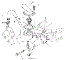 WATER FLANGE AND THERMOSTAT ASSEMBLY