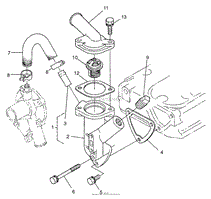 WATER FLANGE AND THERMOSTAT ASSEMBLY