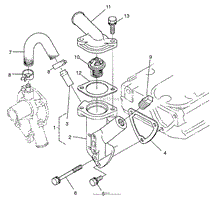 WATER FLANGE AND THERMOSTAT ASSEMBLY