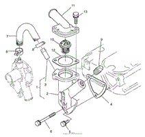 WATER FLANGE AND THERMOSTAT ASSEMBLY