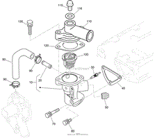 WATER FLANGE AND THERMOSTAT ASSEMBLY