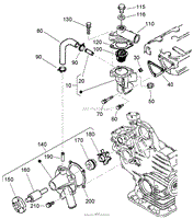 WATER FLANGE, THERMOSTAT AND WATER PUMP ASSEMBLY