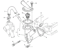 WATER FLANGE AND THERMOSTAT ASSEMBLY