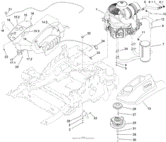 ENGINE, MUFFLER AND CONTROL PANEL ASSEMBLY