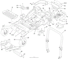 FRAME AND CASTER WHEEL ASSEMBLY