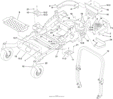 FRAME AND CASTER WHEEL ASSEMBLY