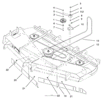 DECK, BELT AND IDLER ARM ASSEMBLY