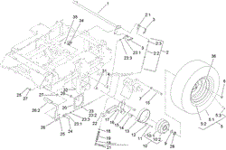 MAIN FRAME AND REAR WHEEL ASSEMBLY