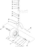 CASTER WHEEL AND FORK ASSEMBLY