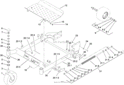 FRONT FRAME AND CASTER WHEEL ASSEMBLY