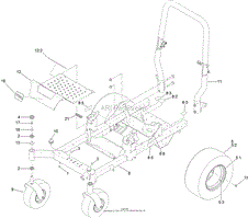 FRAME, ROLL-OVER PROTECTION SYSTEM AND CASTER ASSEMBLY