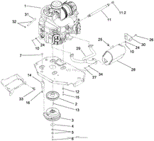 ENGINE, MUFFLER AND CLUTCH ASSEMBLY