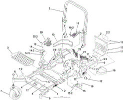 FRONT FRAME AND CASTER WHEEL ASSEMBLY