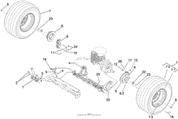 REAR WHEEL AND PARK BRAKE ASSEMBLY