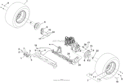 REAR WHEEL AND PARK BRAKE ASSEMBLY