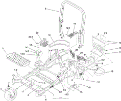 FRONT FRAME AND CASTER WHEEL ASSEMBLY