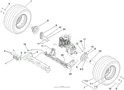 REAR WHEEL AND PARK BRAKE ASSEMBLY