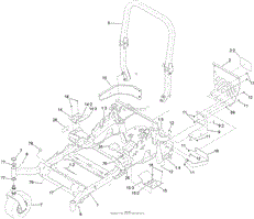 FRAME, CASTER WHEEL AND ROLL-OVER PROTECTION SYSTEM ASSEMBLY