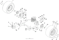 REAR WHEEL AND PARK BRAKE ASSEMBLY