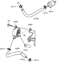 FUEL TANK AND VALVE ASSEMBLY KAWASAKI FH580V-AS40-R