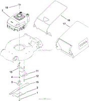 ENGINE, BLADE AND BAG ASSEMBLY