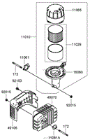 AIR FILTER AND MUFFLER ASSEMBLY KAWASAKI FJ180V-AS36