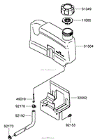 FUEL TANK AND FUEL VALVE ASSEMBLY KAWASAKI FJ180V-AS36