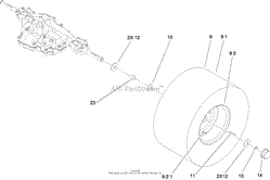 REAR WHEEL AND TIRE ASSEMBLY