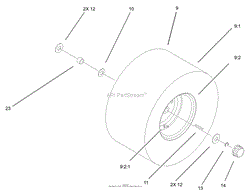 REAR WHEEL AND TIRE ASSEMBLY