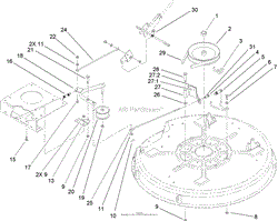 32 INCH DECK BLADE DRIVE AND BRAKE ASSEMBLY