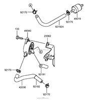 FUEL TANK AND FUEL VALVE ASSEMBLY KAWASAKI FH580V-CS13-R