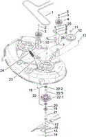 42 INCH DECK SPINDLE AND BELT DRIVE ASSEMBLY