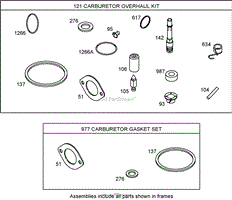 CARBURETOR OVERHAUL KIT (KEIHIN) BRIGGS AND STRATTON 31A707-0116-E1