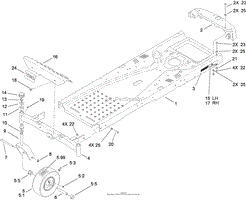 FRAME AND CASTER WHEEL ASSEMBLY