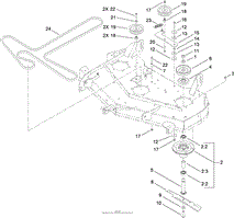 48 INCH DECK SPINDLE AND BELT DRIVE ASSEMBLY