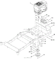 ENGINE, MUFFLER AND CLUTCH ASSEMBLY