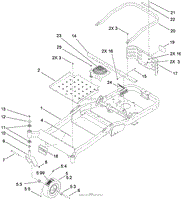 MAIN FRAME AND FRONT CASTER WHEEL ASSEMBLY