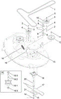 42 INCH DECK BELT, SPINDLE AND BLADE ASSEMBLY