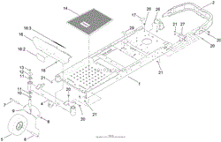 FRAME, FRONT AXLE AND CASTER WHEEL ASSEMBLY