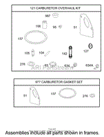 CARBURETOR OVERHAUL KIT ASSEMBLY ENGINE BRIGGS AND STRATTON MODEL 28M707-1127-E1