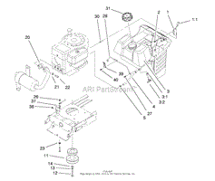 GAS TANK &amp; ENGINE PULLEY ASSEMBLY