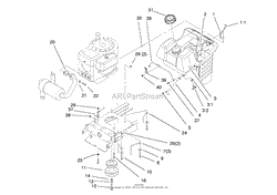 GAS TANK &amp; ENGINE PULLEY ASSEMBLY