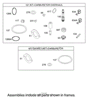 CARBURETOR OVERHAUL KIT ASSEMBLY BRIGGS AND STRATTON 31F777-0123-E1